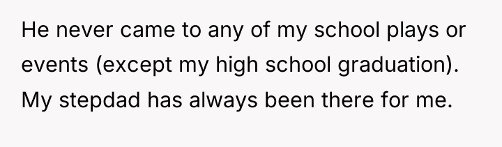 He never came to any of my school plays or...