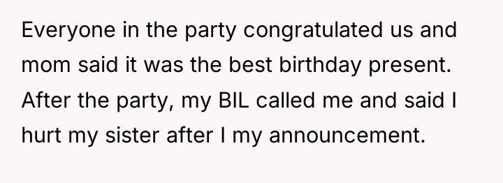 Everyone in the party congratulated us and mom said it...