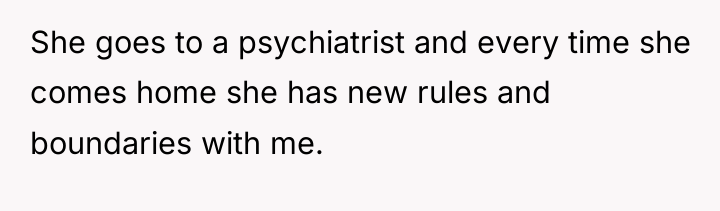 She goes to a psychiatrist and every time she comes...