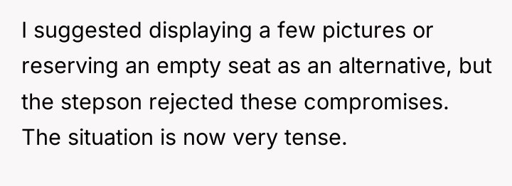 I suggested displaying a few pictures or reserving an empty...