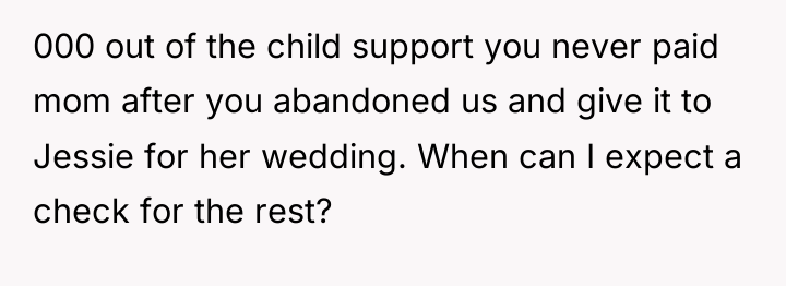 000 out of the child support you never paid mom...