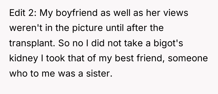Edit 2: My boyfriend as well as her views weren't...