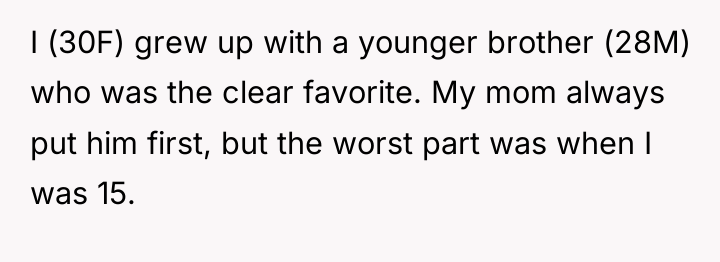 I (30F) grew up with a younger brother (28M) who...