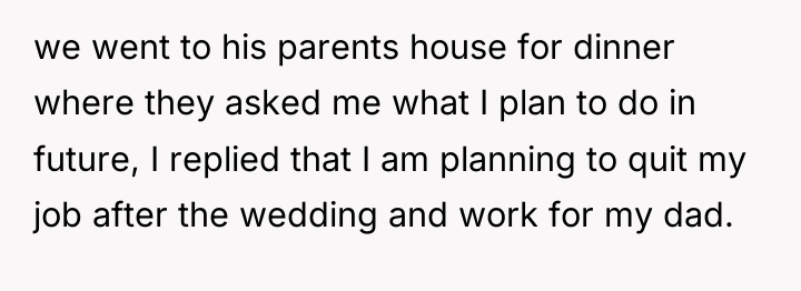 we went to his parents house for dinner where they...
