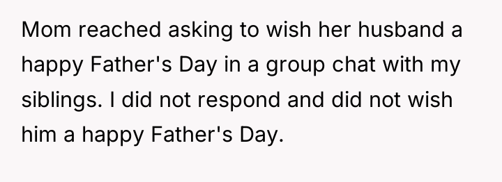 Mom reached asking to wish her husband a happy Father's...