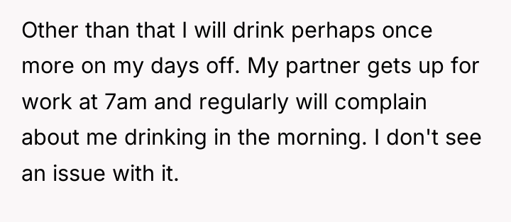 Other than that I will drink perhaps once more on...