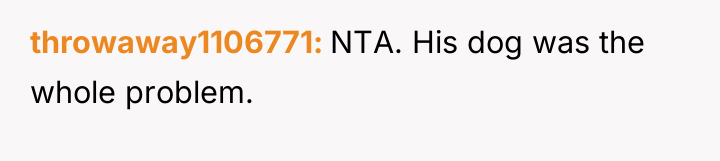 throwaway1106771 NTA. His dog was the whole problem.