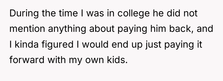 During the time I was in college he did not...