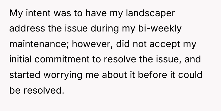 My intent was to have my landscaper address the issue...