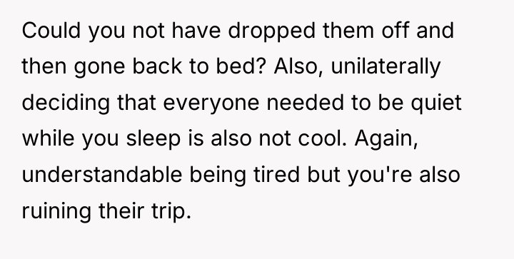 Could you not have dropped them off and then gone...