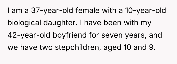 I am a 37-year-old female with a 10-year-old biological daughter....