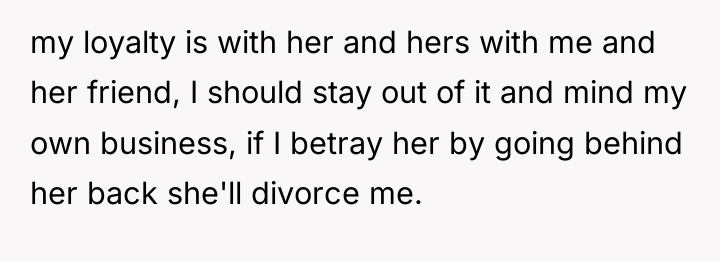 my loyalty is with her and hers with me and...