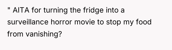 " AITA for turning the fridge into a surveillance horror...