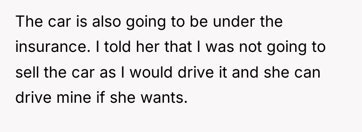 The car is also going to be under the insurance....