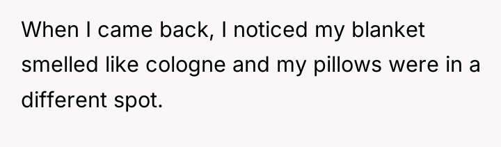 When I came back, I noticed my blanket smelled like...