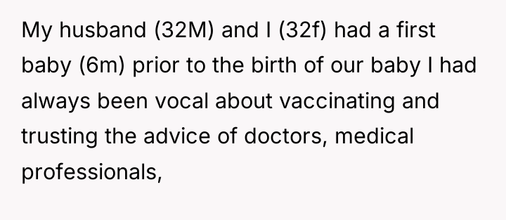 My husband (32M) and I (32f) had a first baby...