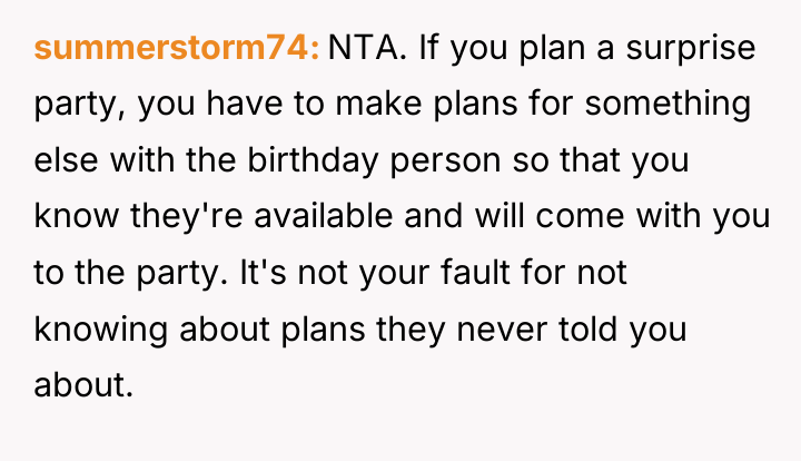 summerstorm74 NTA. If you plan a surprise party, you have...
