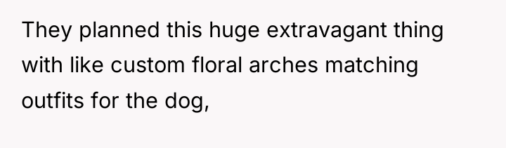 They planned this huge extravagant thing with like custom floral...