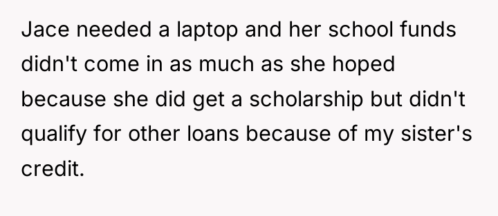 Jace needed a laptop and her school funds didn't come...