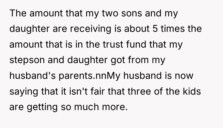 The amount that my two sons and my daughter are...