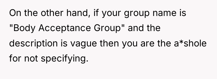 On the other hand, if your group name is "Body...