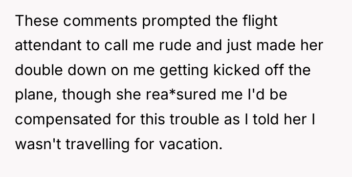 These comments prompted the flight attendant to call me rude...