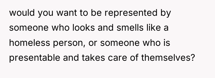 would you want to be represented by someone who looks...