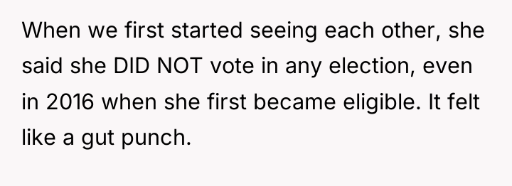 When we first started seeing each other, she said she...