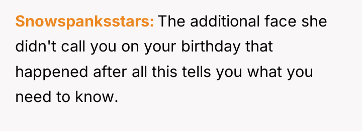 Snowspanksstars The additional face she didn't call you on your...