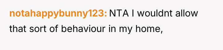 notahappybunny123 NTA I wouldnt allow that sort of behaviour in...