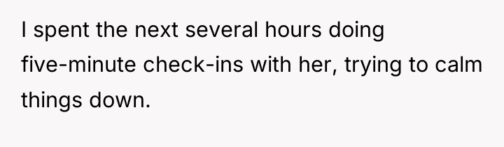 I spent the next several hours doing five-minute check-ins with...