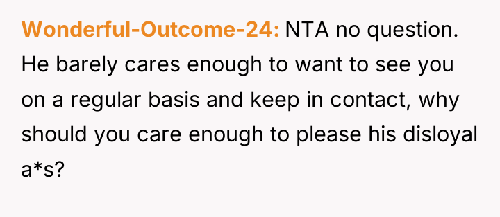Wonderful-Outcome-24 NTA no question. He barely cares enough to want...