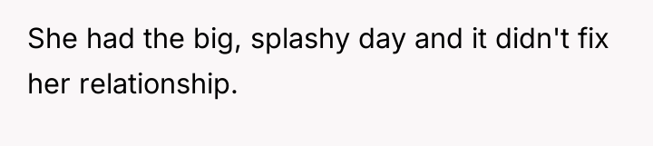 She had the big, splashy day and it didn't fix...