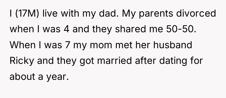 I (17M) live with my dad. My parents divorced when...