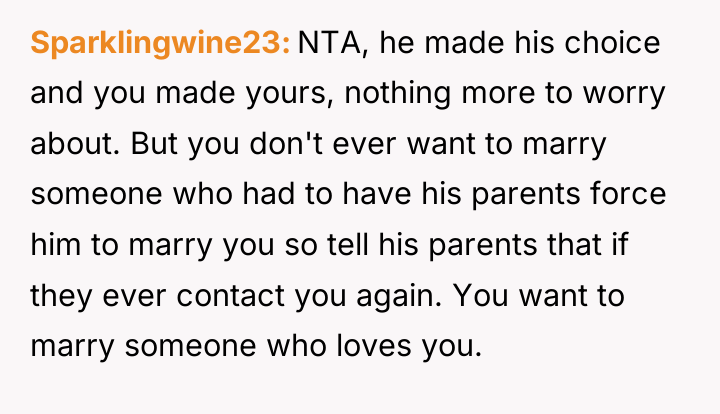 Sparklingwine23 NTA, he made his choice and you made yours,...