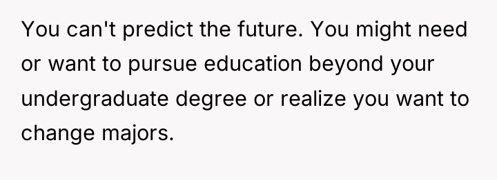 You can't predict the future. You might need or want...