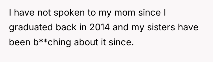 I have not spoken to my mom since I graduated...