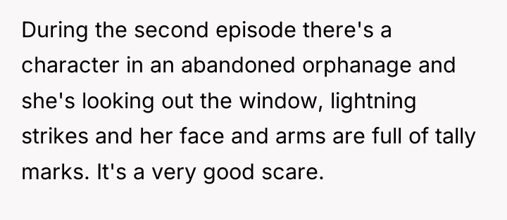 During the second episode there's a character in an abandoned...