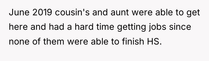 June 2019 cousin's and aunt were able to get here...