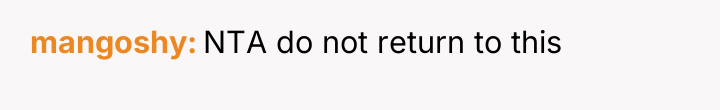 mangoshy NTA do not return to this