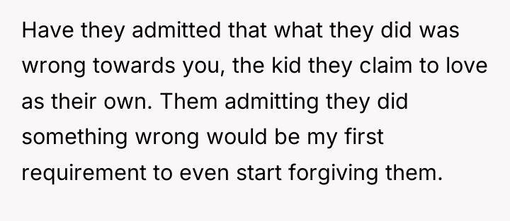 Have they admitted that what they did was wrong towards...