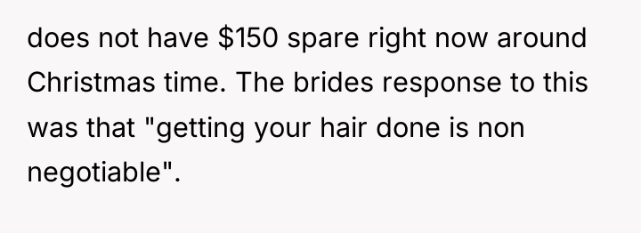 does not have $150 spare right now around Christmas time....