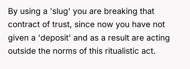 By using a 'slug' you are breaking that contract of...