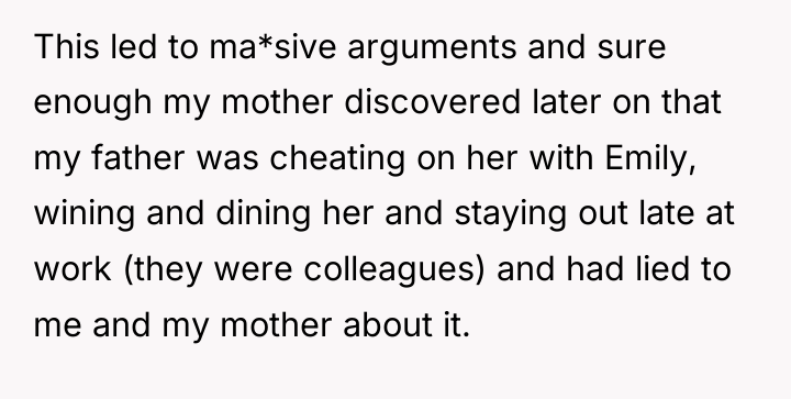 This led to ma*sive arguments and sure enough my mother...