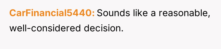 CarFinancial5440 Sounds like a reasonable, well-considered decision.