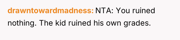 drawntowardmadness NTA: You ruined nothing. The kid ruined his own...
