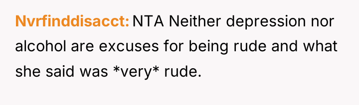 Nvrfinddisacct NTA Neither depression nor alcohol are excuses for being...