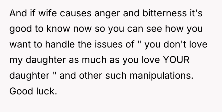 And if wife causes anger and bitterness it's good to...