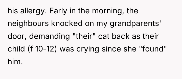 his allergy. Early in the morning, the neighbours knocked on...