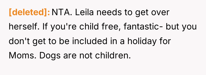 [deleted] NTA. Leila needs to get over herself. If you're...
